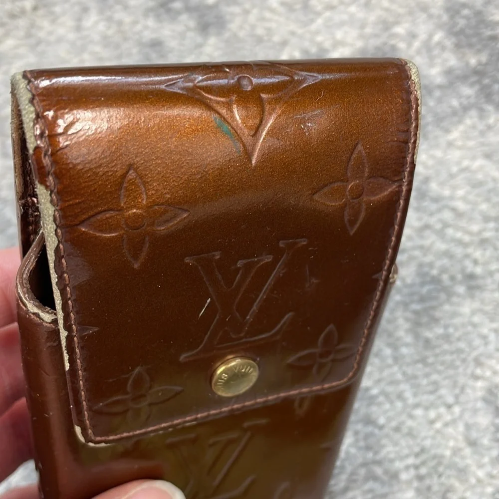Louis Vuitton Monogram Vernis Greene Cigarette Case Pochette Brown Copper TH0013